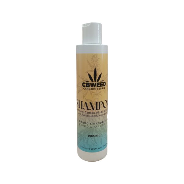 Champú para todo tipo de cabello con aceite de cáñamo, mango y mandarina